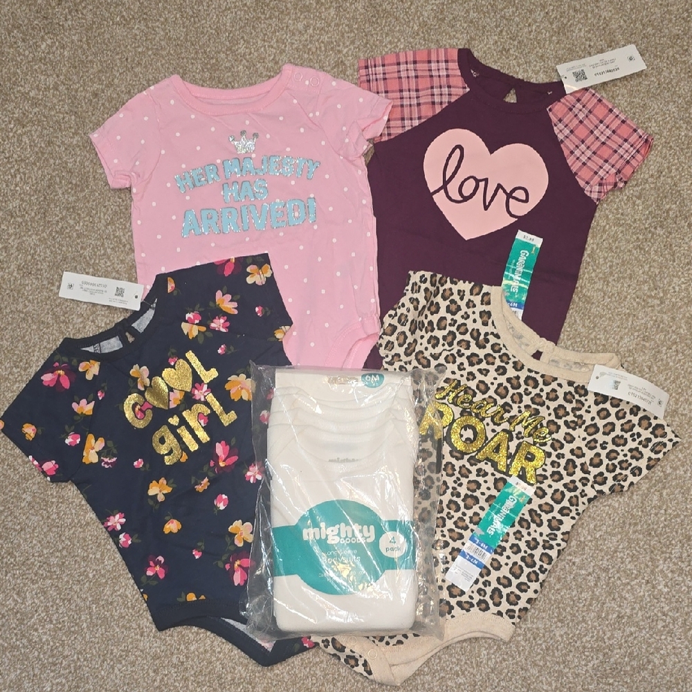 New!!  3-6months Baby Girl NWT Lot Bodysuits Short Sleeve & Long Sleeve
